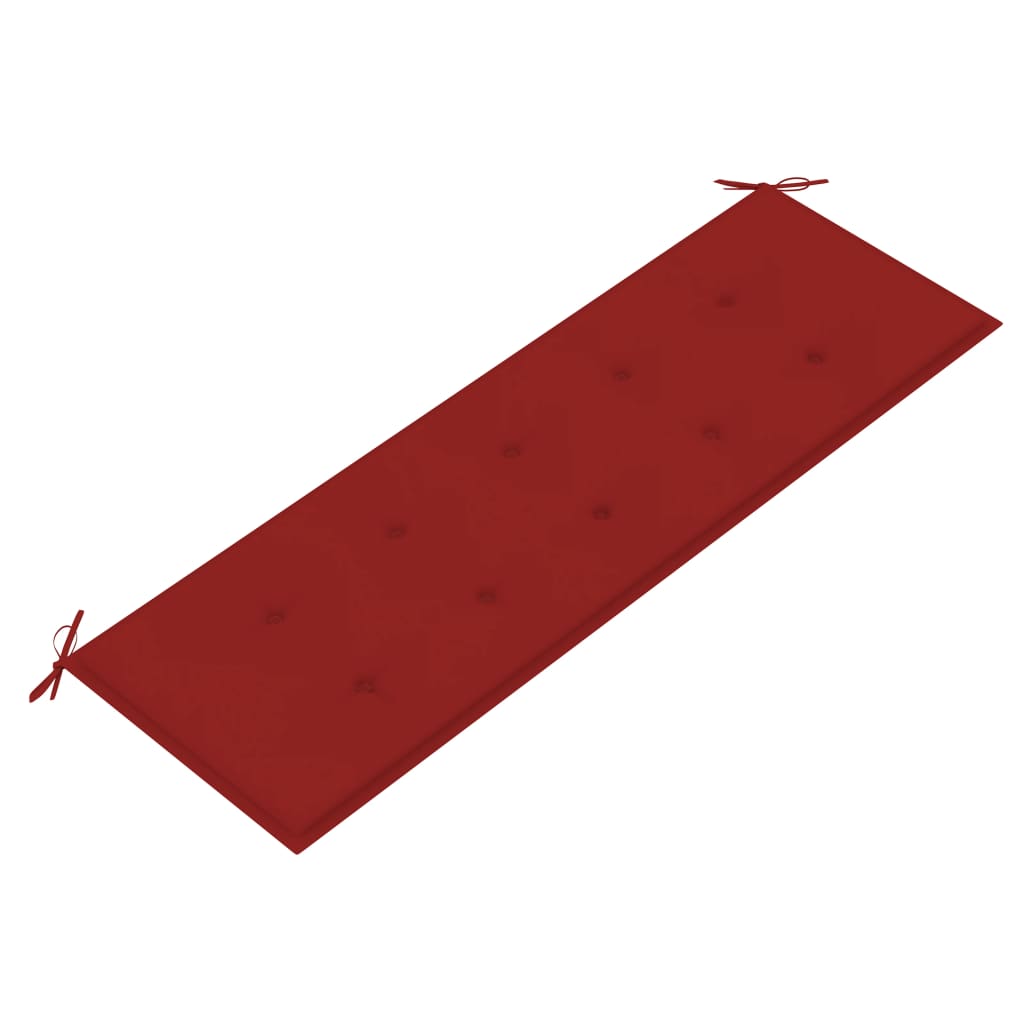 vidaXL Ławka Batavia z czerwony poduszką, 150 cm, lite drewno tekowe