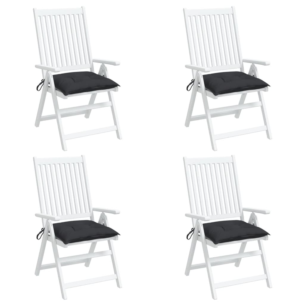 vidaXL Poduszki na krzesła, 4 szt., czarne, 50x50x7 cm, tkanina