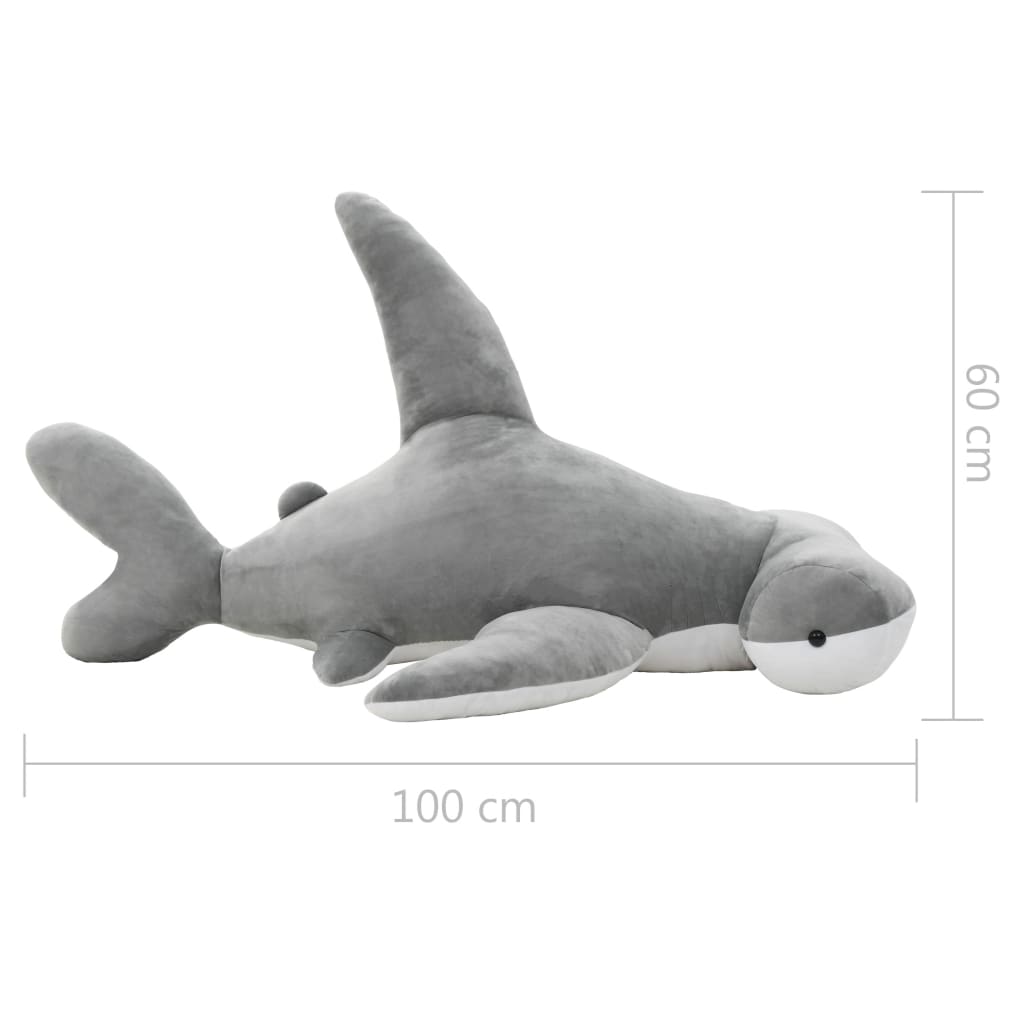 vidaXL Pluszowy rekin młot przytulanka, szary