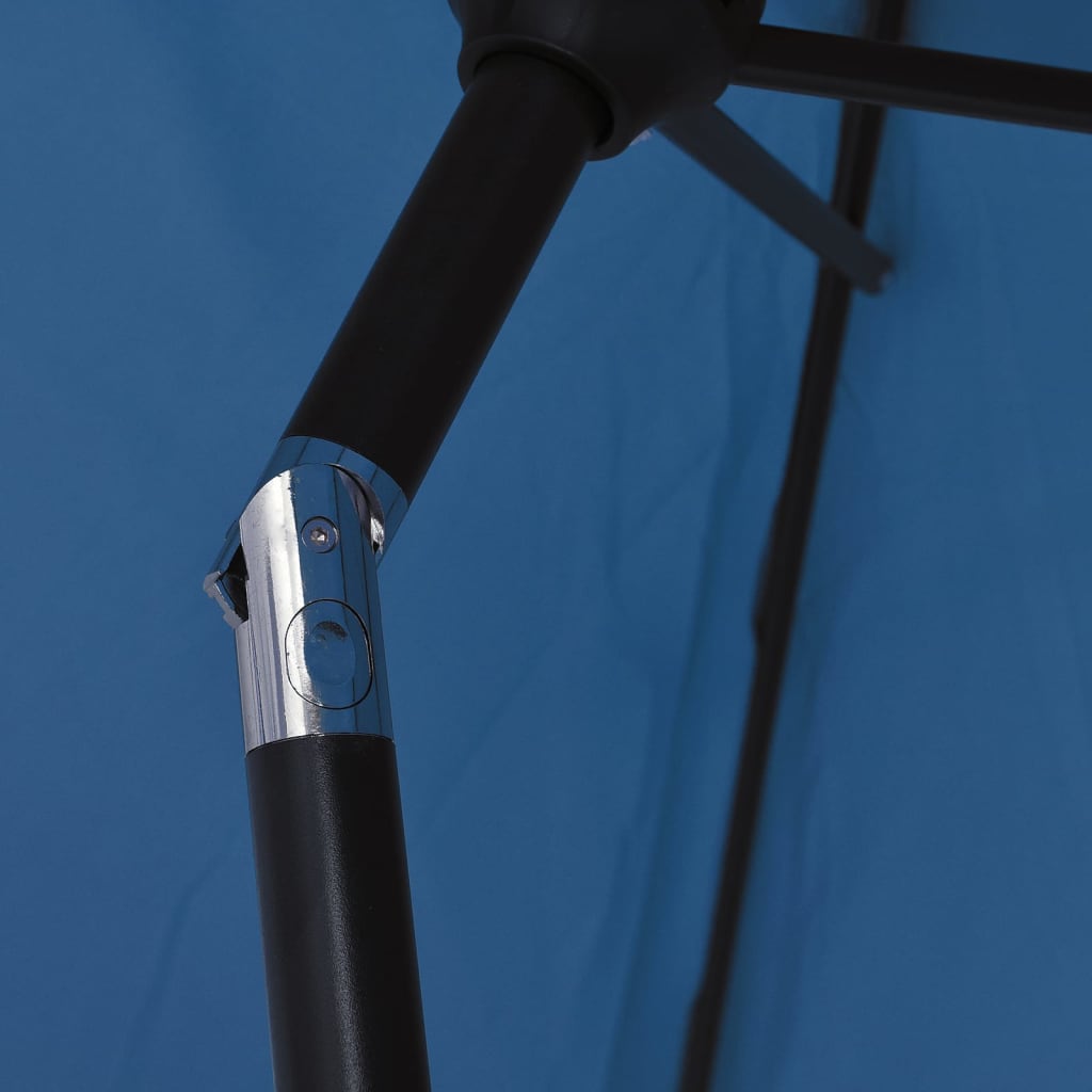 vidaXL Parasol ogrodowy z LED i stalowym słupkiem, 300 cm, lazurowy