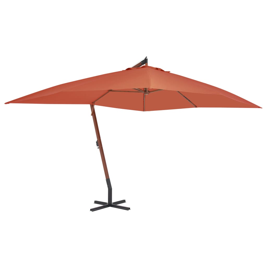 vidaXL Wiszący parasol z drewnianym słupkiem, 400 x 300 cm, terakotowy