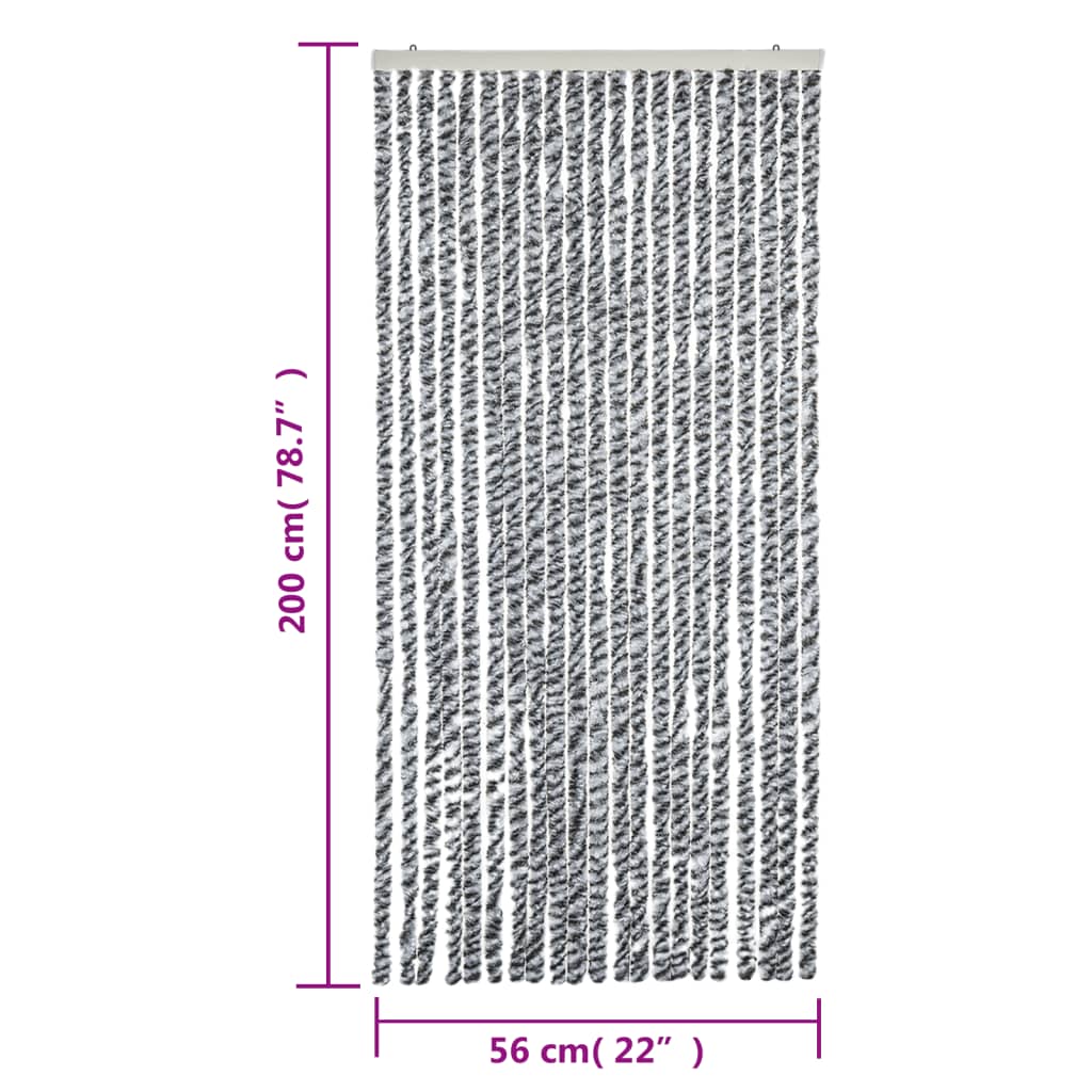 vidaXL Zasłona przeciwko owadom, szaro-czarno-biała, 56x200, szenil