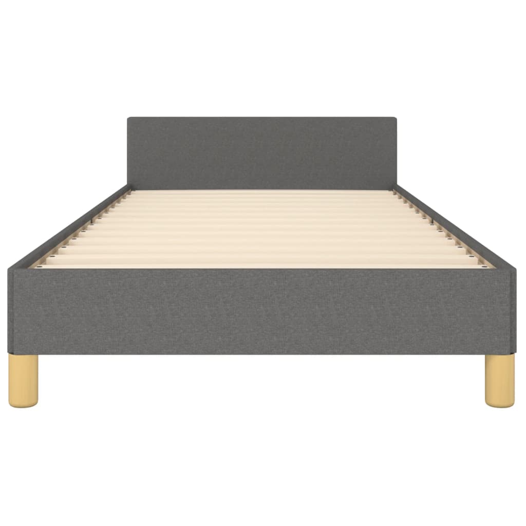 vidaXL Rama łóżka z zagłówkiem, ciemnoszara, 90x190 cm, obita tkaniną