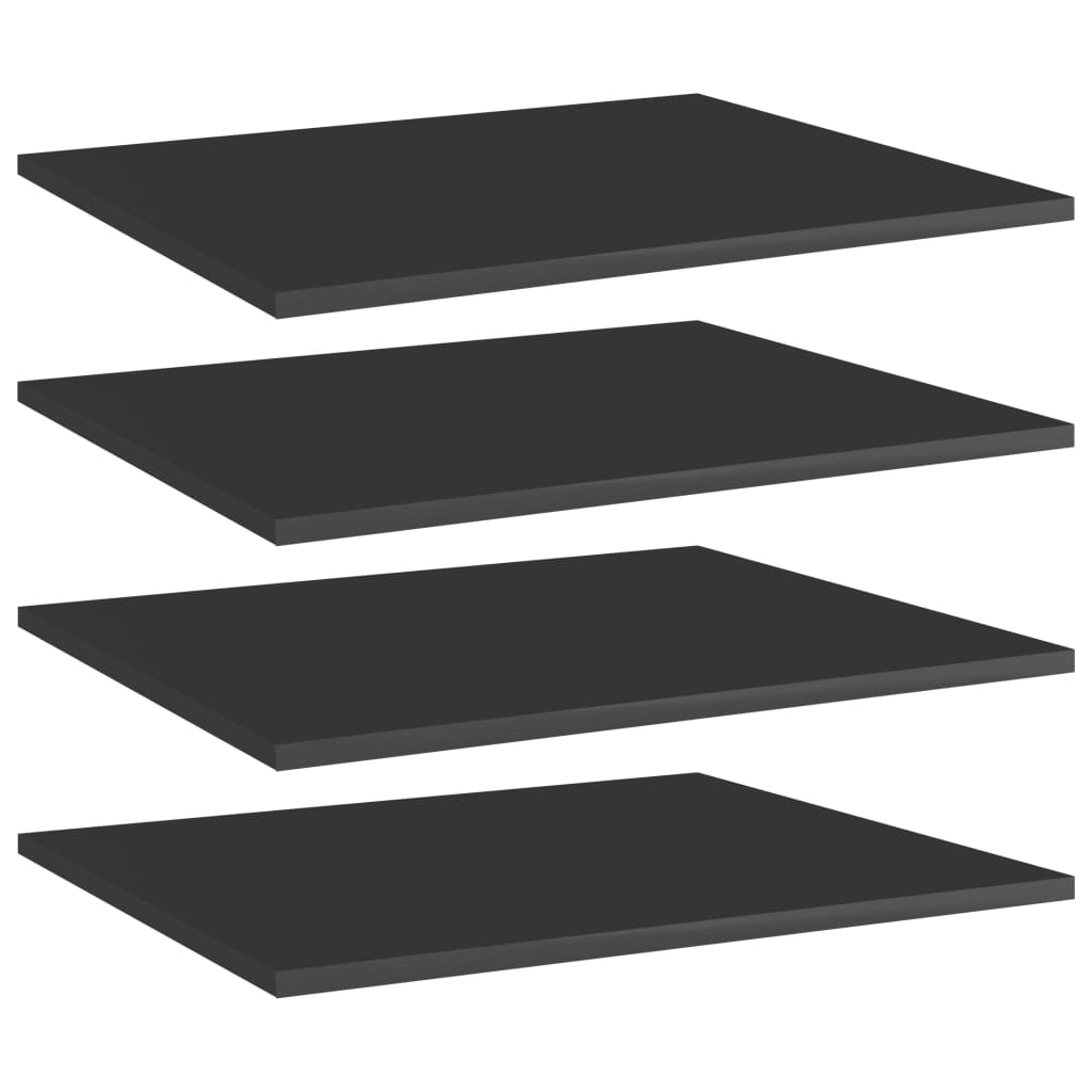 vidaXL Półki na książki, 4 szt., wysoki połysk, czarne, 60x50x1,5 cm