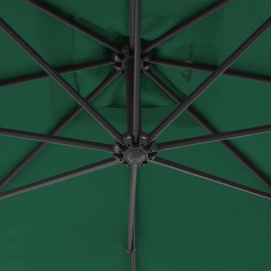 vidaXL Parasol wiszący ze stalowym słupkiem, 250 x 250 cm, zielony