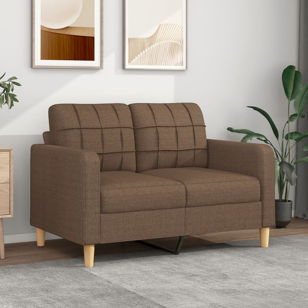 vidaXL Sofa 2-osobowa, brązowa, 120 cm, tapicerowana tkaniną