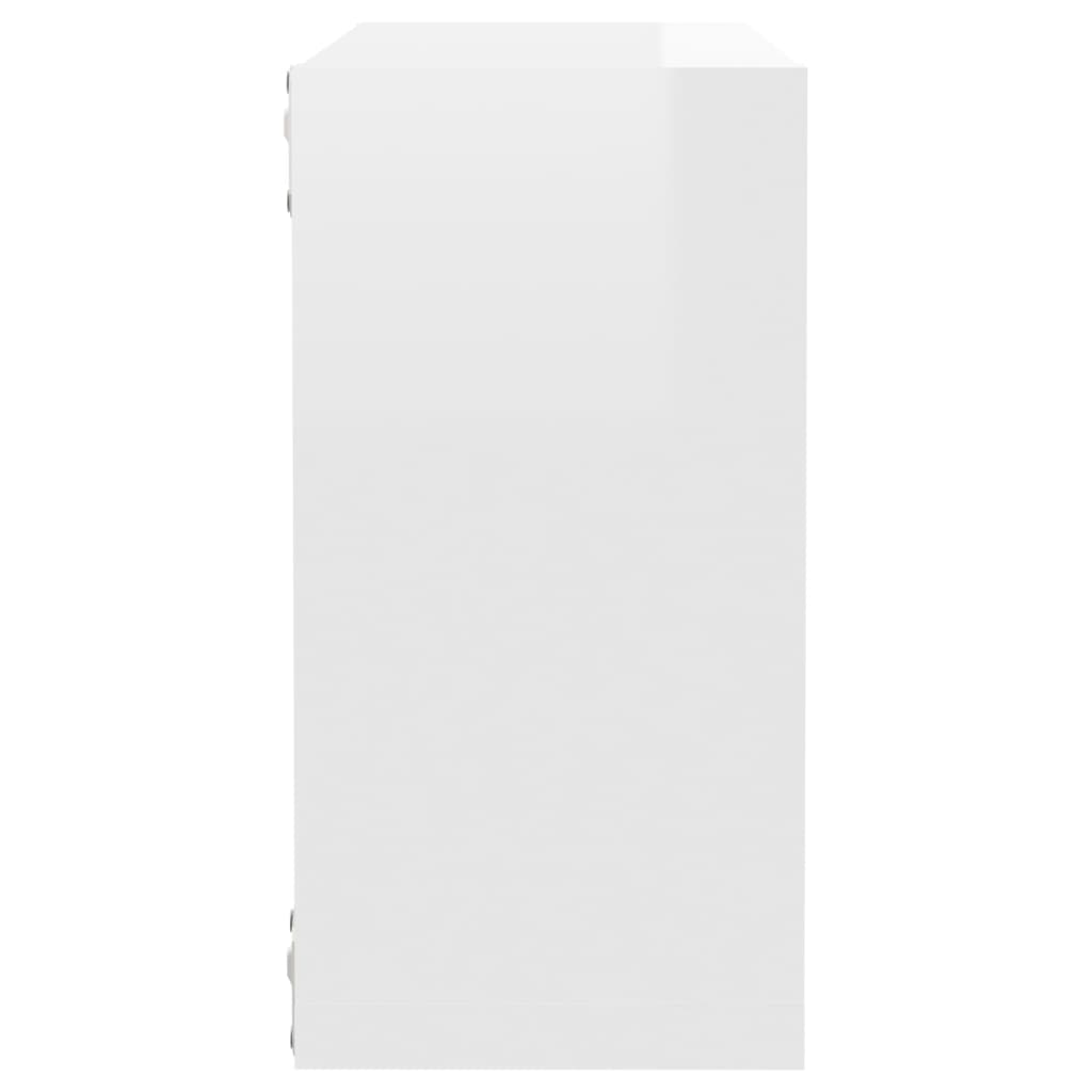 vidaXL Półki ścienne kostki, 4 szt., białe, wysoki połysk, 30x15x30 cm