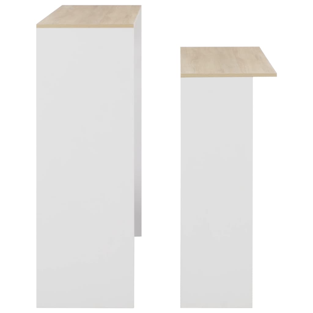 vidaXL Stół barowy z 2 blatami, biały i dębowy, 130 x 40 x 120 cm
