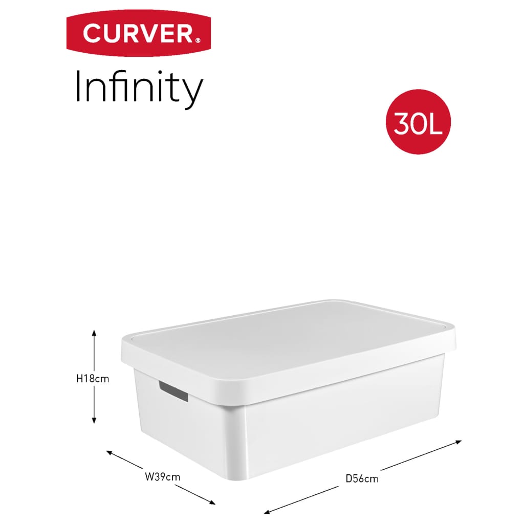 Curver Pudełka Infinity z pokrywkami, 3 szt, 30 L, białe, 240671