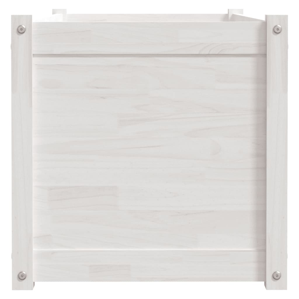 vidaXL Donica ogrodowa, biała, 100x50x50 cm, lite drewno sosnowe