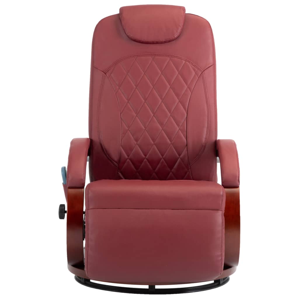 vidaXL Telewizyjny fotel masujący, regulowany, bordowy, sztuczna skóra
