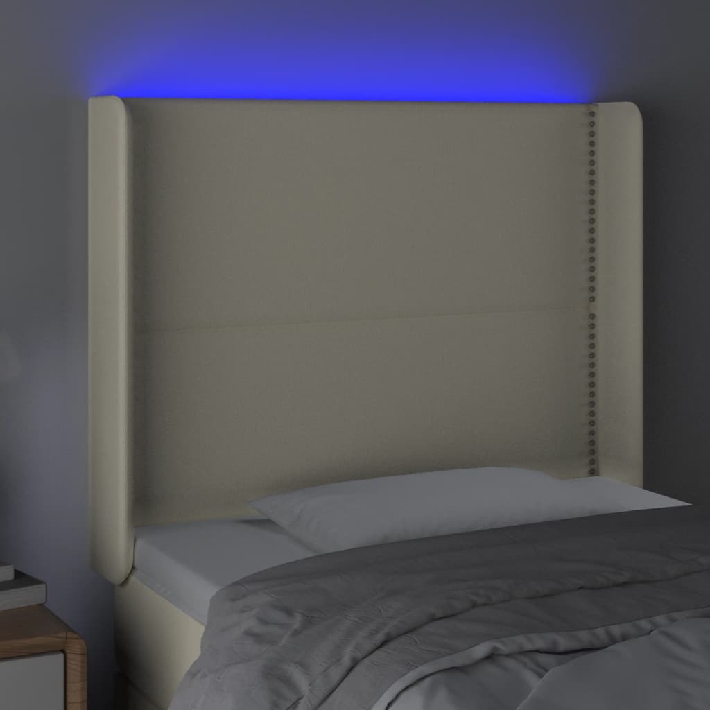vidaXL Zagłówek do łóżka z LED kremowy 103x16x118/128cm sztuczna skóra