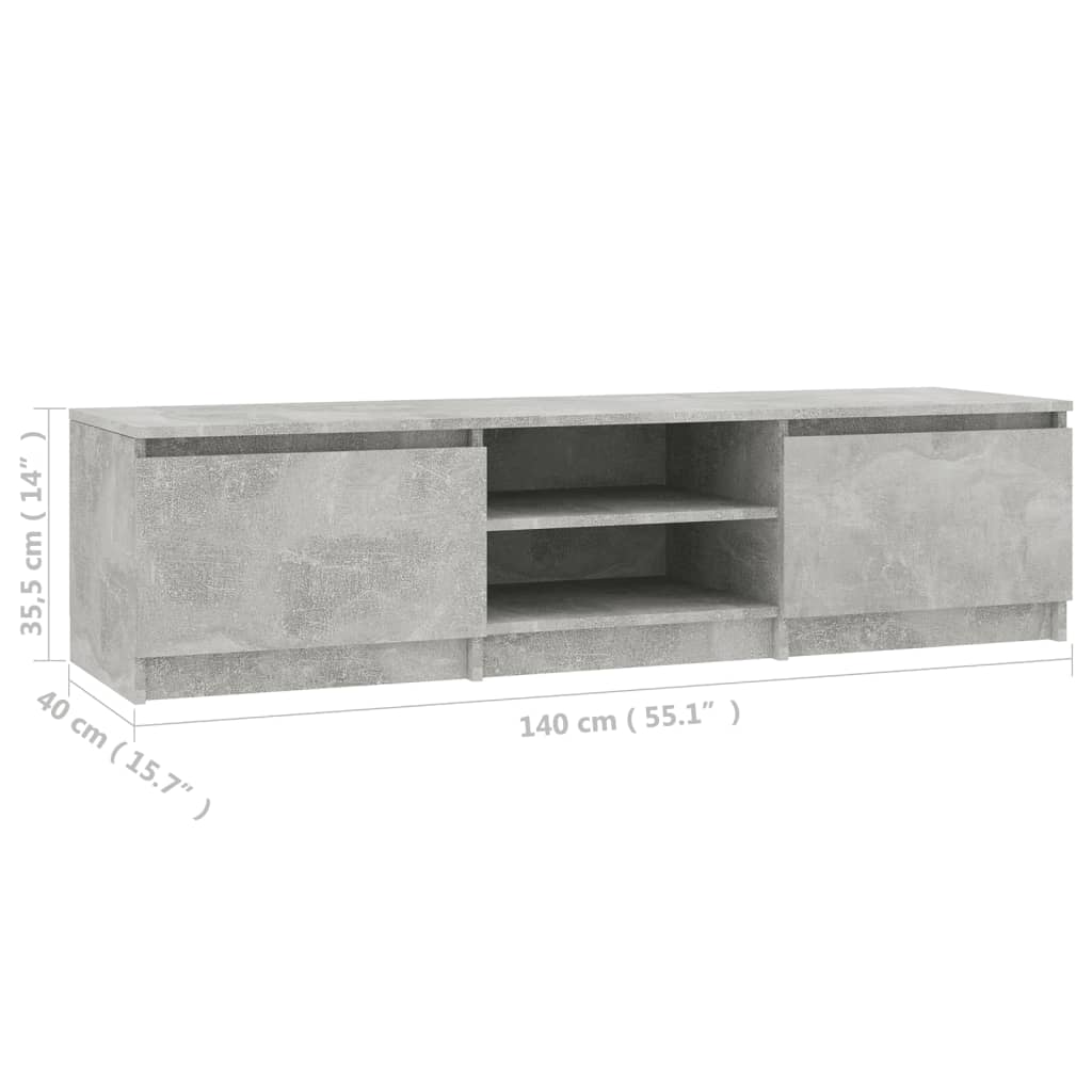 vidaXL Szafka pod TV, betonowy szary, 140x40x35,5 cm, płyta wiórowa