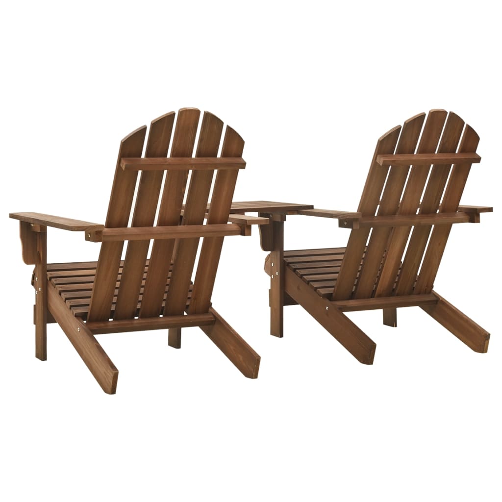 vidaXL Krzesła ogrodowe Adirondack ze stolikiem, drewno jodłowe, brąz