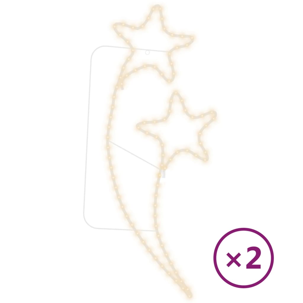 vidaXL Lampki w kształcie gwiazd, 2 szt., ciepła biel, 125,5x53x4,5 cm