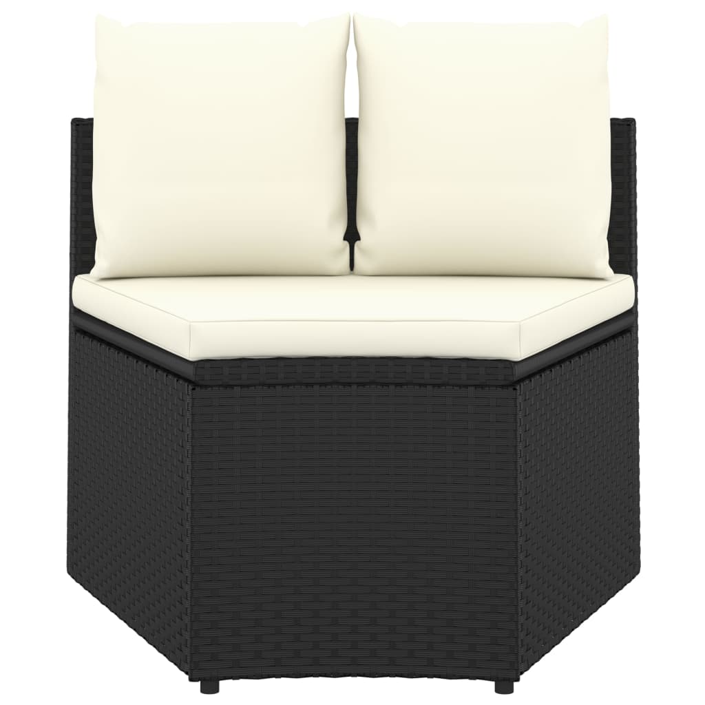 vidaXL 7-częściowa sofa ogrodowa z poduszkami, rattan PE, czarna