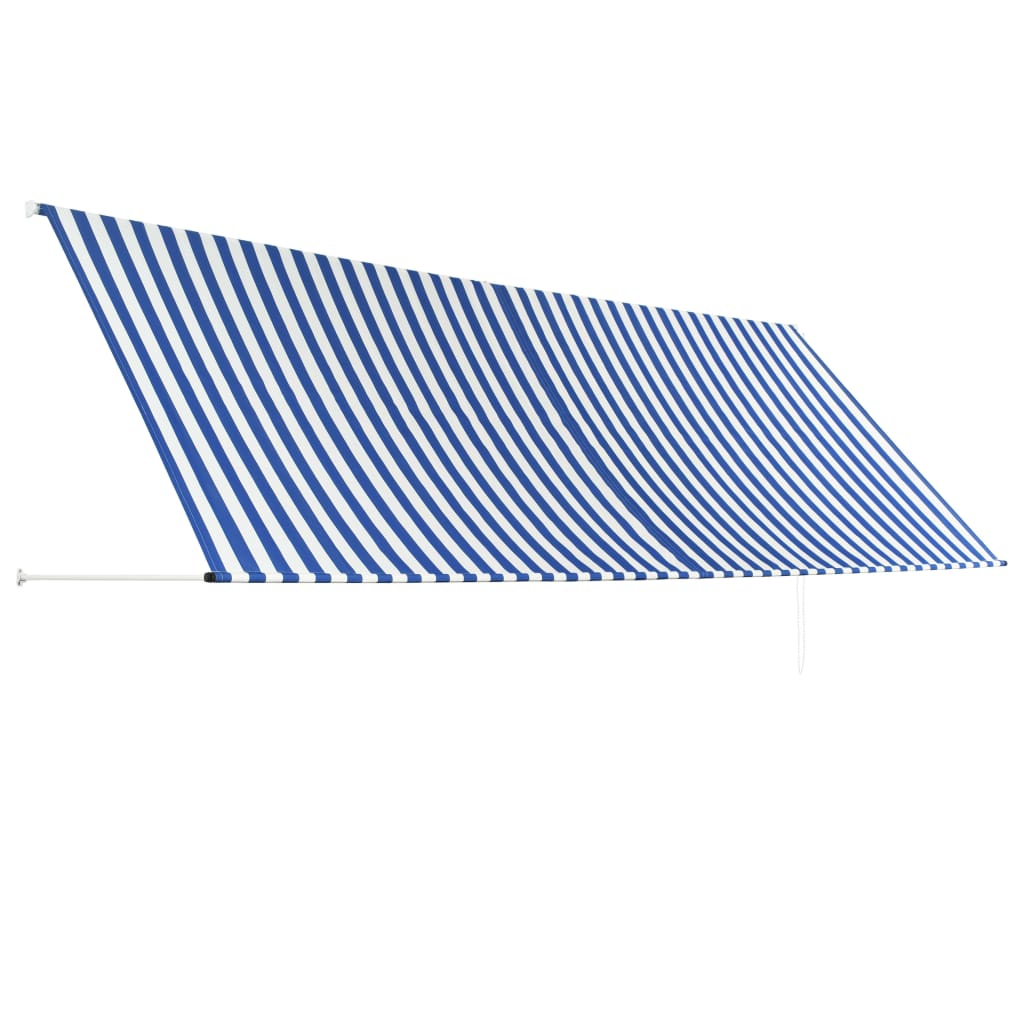 vidaXL Markiza zwijana, 400 x 150 cm, biało-niebieska