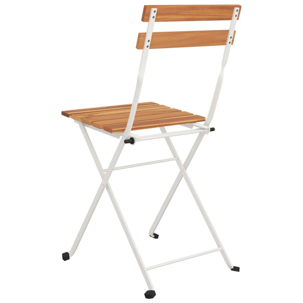 vidaXL Składane krzesła bistro, 4 szt., lite drewno akacjowe i stal