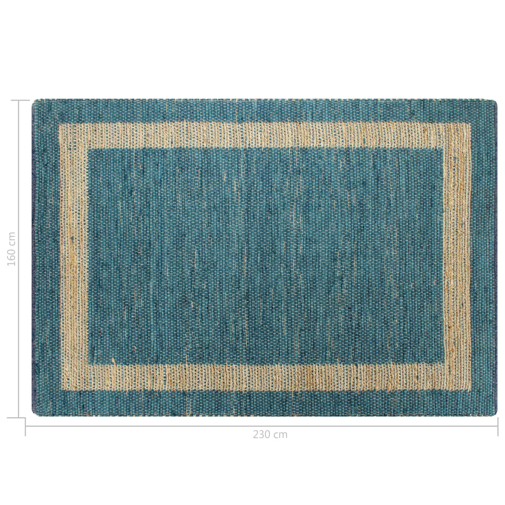 vidaXL Ręcznie wykonany dywan, juta, niebieski, 160x230 cm
