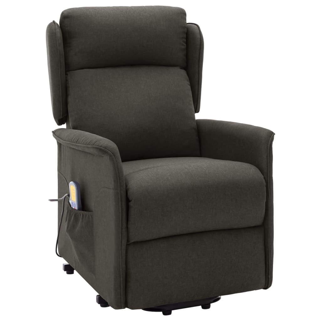 vidaXL Podnoszony fotel masujący, rozkładany, kolor taupe, tkanina