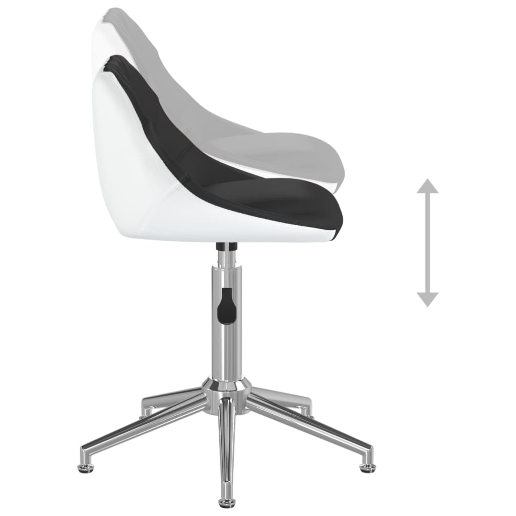 vidaXL Obrotowe krzesło stołowe, czarno-białe, sztuczna skóra