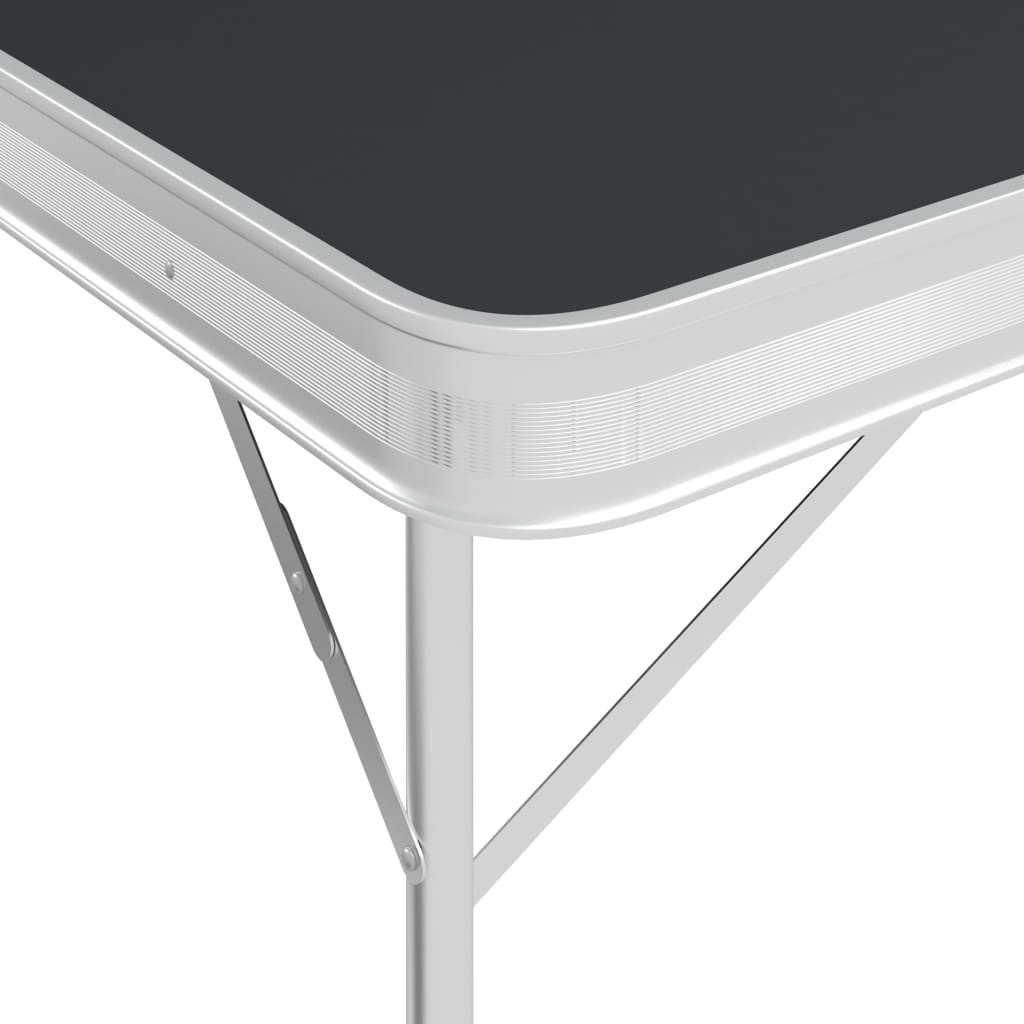 vidaXL Składany stolik turystyczny z 2 ławkami, aluminium, szary