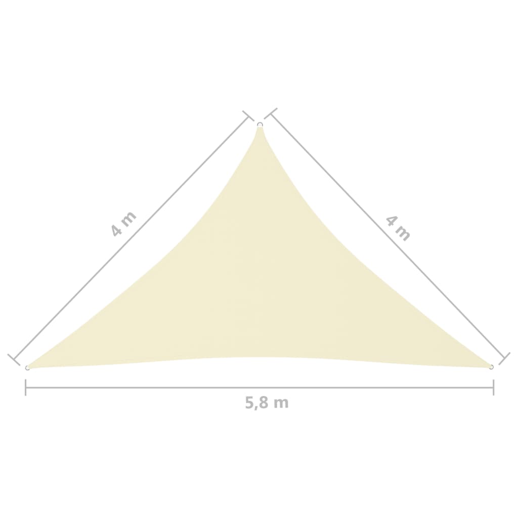 vidaXL Żagiel ogrodowy, tkanina Oxford, trójkątny, 4x4x5,8 m, kremowy