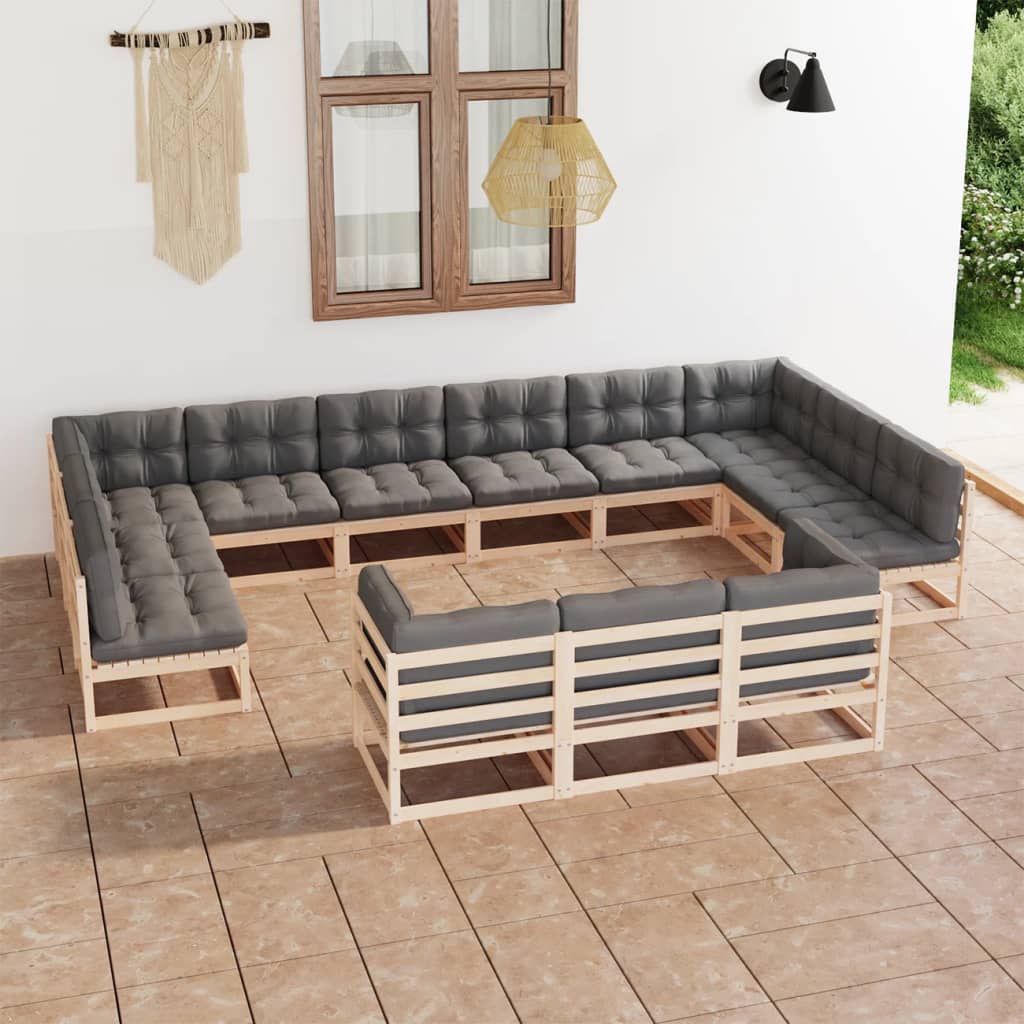 vidaXL 13-cz. zestaw wypoczynkowy do ogrodu, poduszki, drewno sosnowe