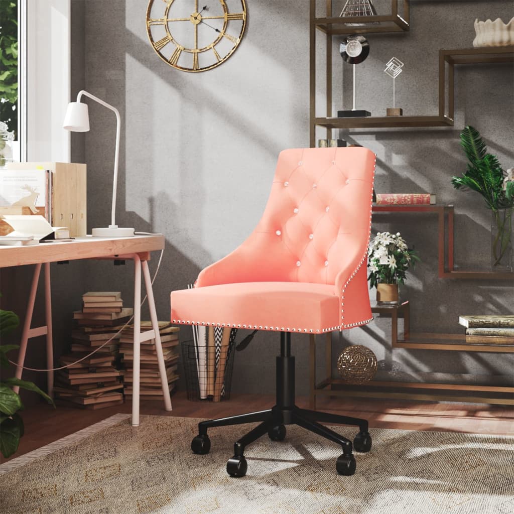 vidaXL Obrotowe krzesło stołowe, różowe, obite aksamitem