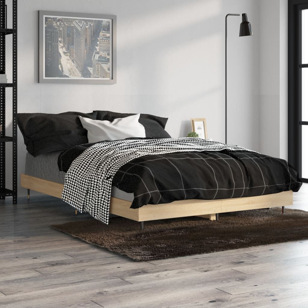 vidaXL Rama łóżka, dąb sonoma, 120x190 cm, materiał drewnopochodny