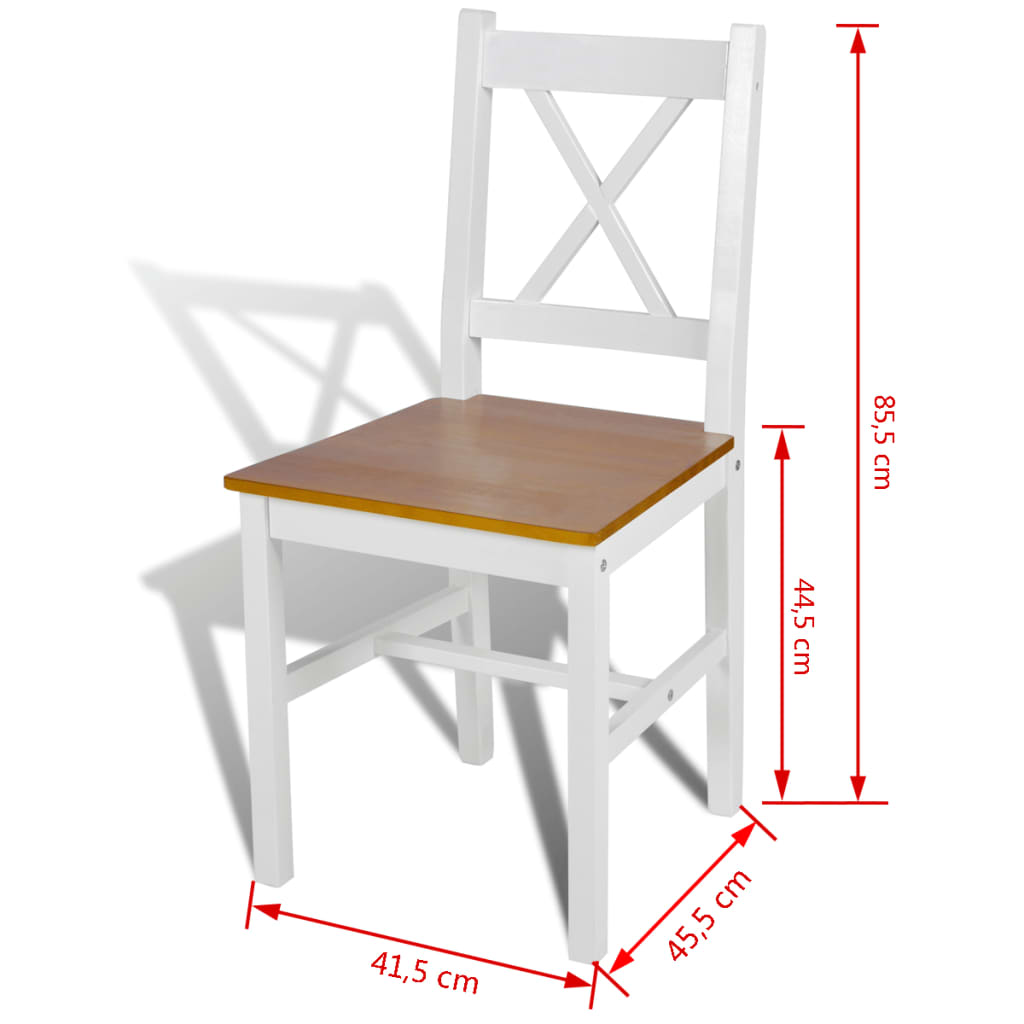 vidaXL Krzesła stołowe, 2 szt., białe, drewno sosnowe