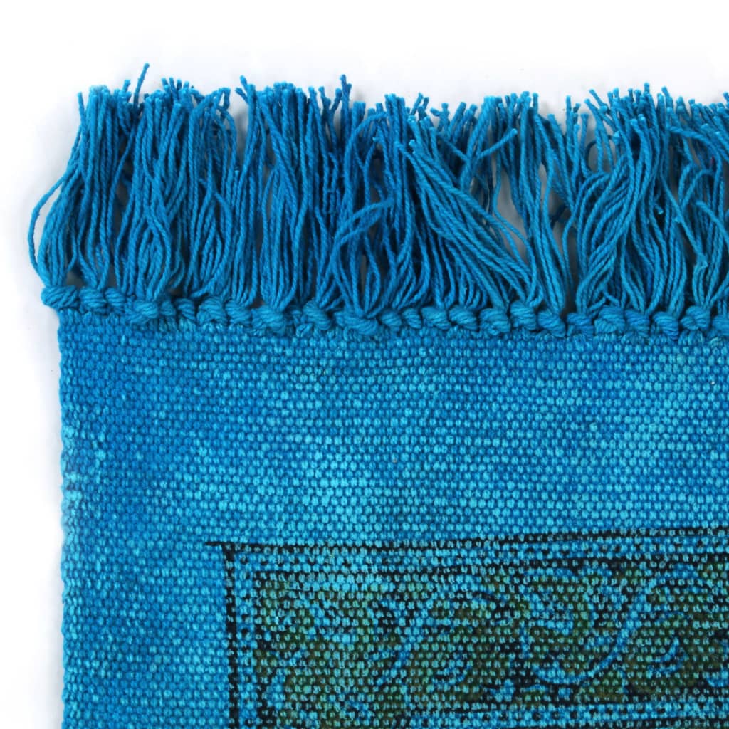 vidaXL Dywan typu kilim, bawełna, 160 x 230 cm, turkusowy ze wzorem