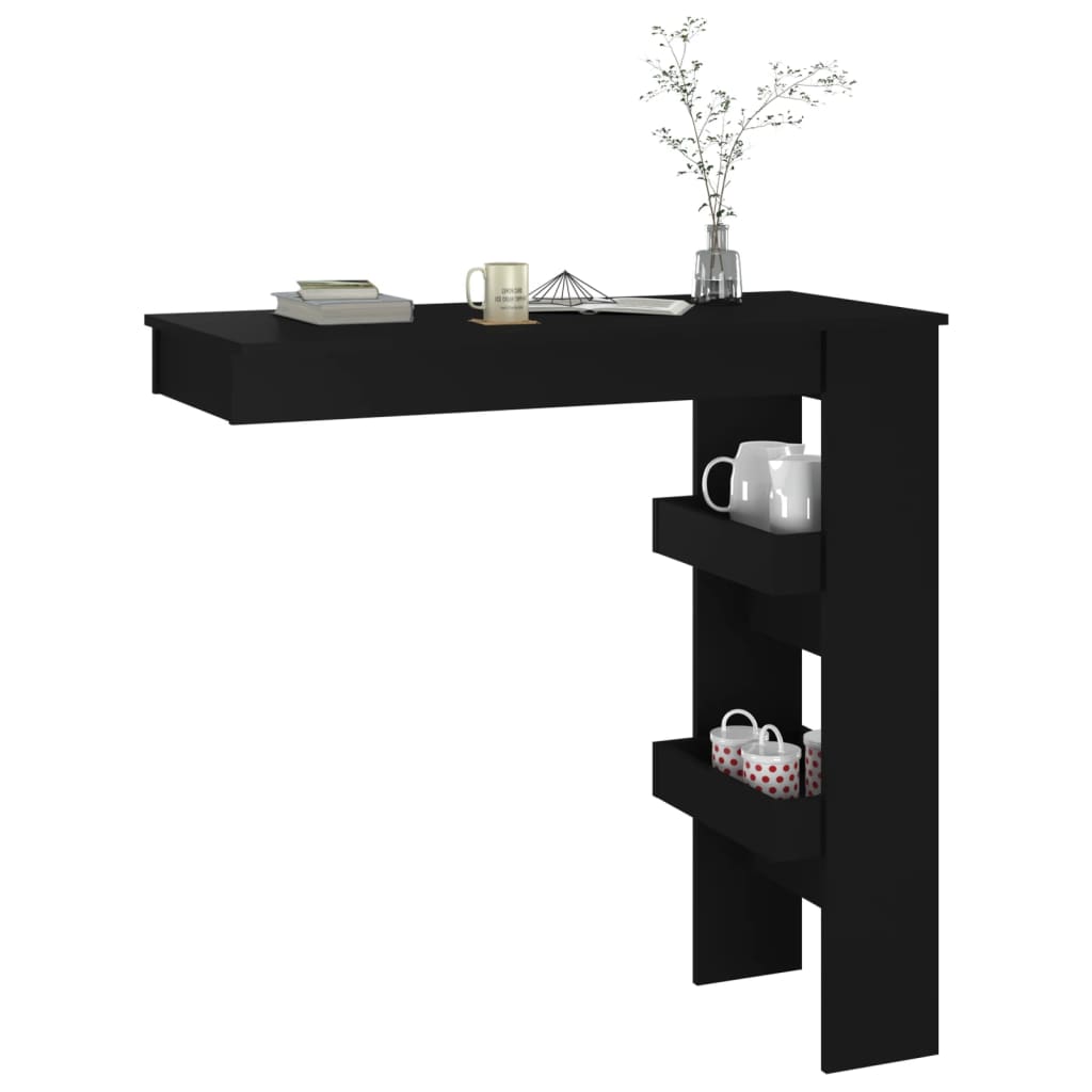 vidaXL Stolik barowy, czarny, 102x45x103,5 cm, materiał drewnopochodny
