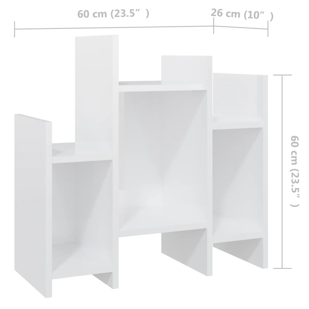 vidaXL Szafka boczna, biała, wysoki połysk, 60x26x60 cm, płyta wiórowa
