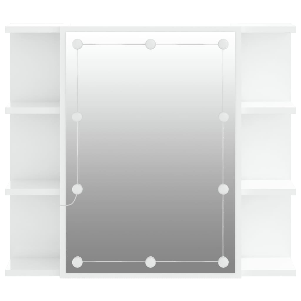 vidaXL Szafka z lustrem i LED, biała z połyskiem, 70x16,5x60 cm
