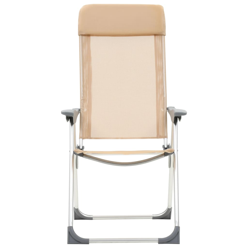 vidaXL Składane krzesła turystyczne, 2 szt., kremowe, aluminiowe