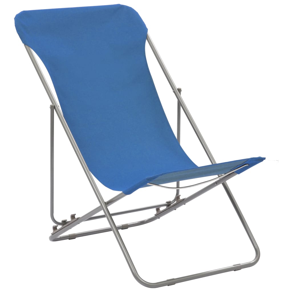vidaXL Krzesła plażowe, 2 szt., stal i tkanina Oxford, niebieskie
