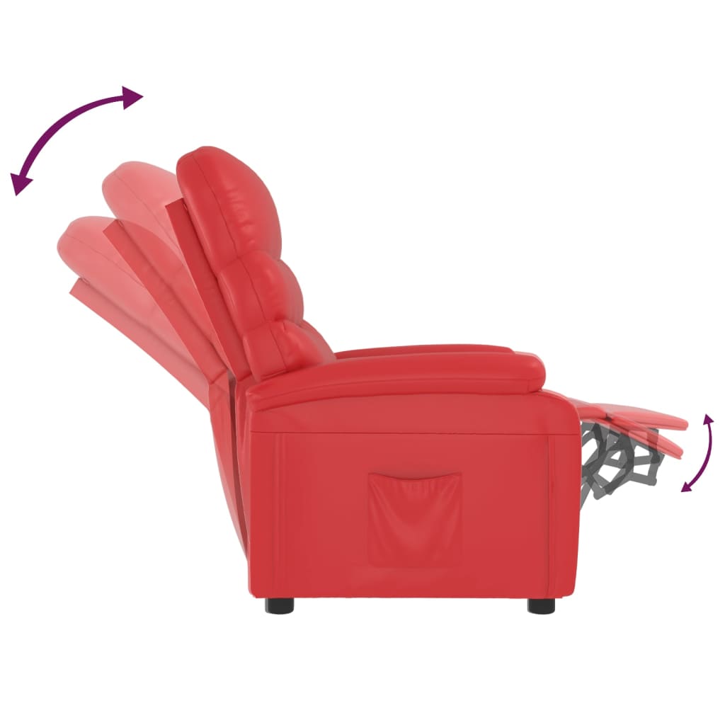 vidaXL Fotel rozkładany, czerwony, sztuczna skóra