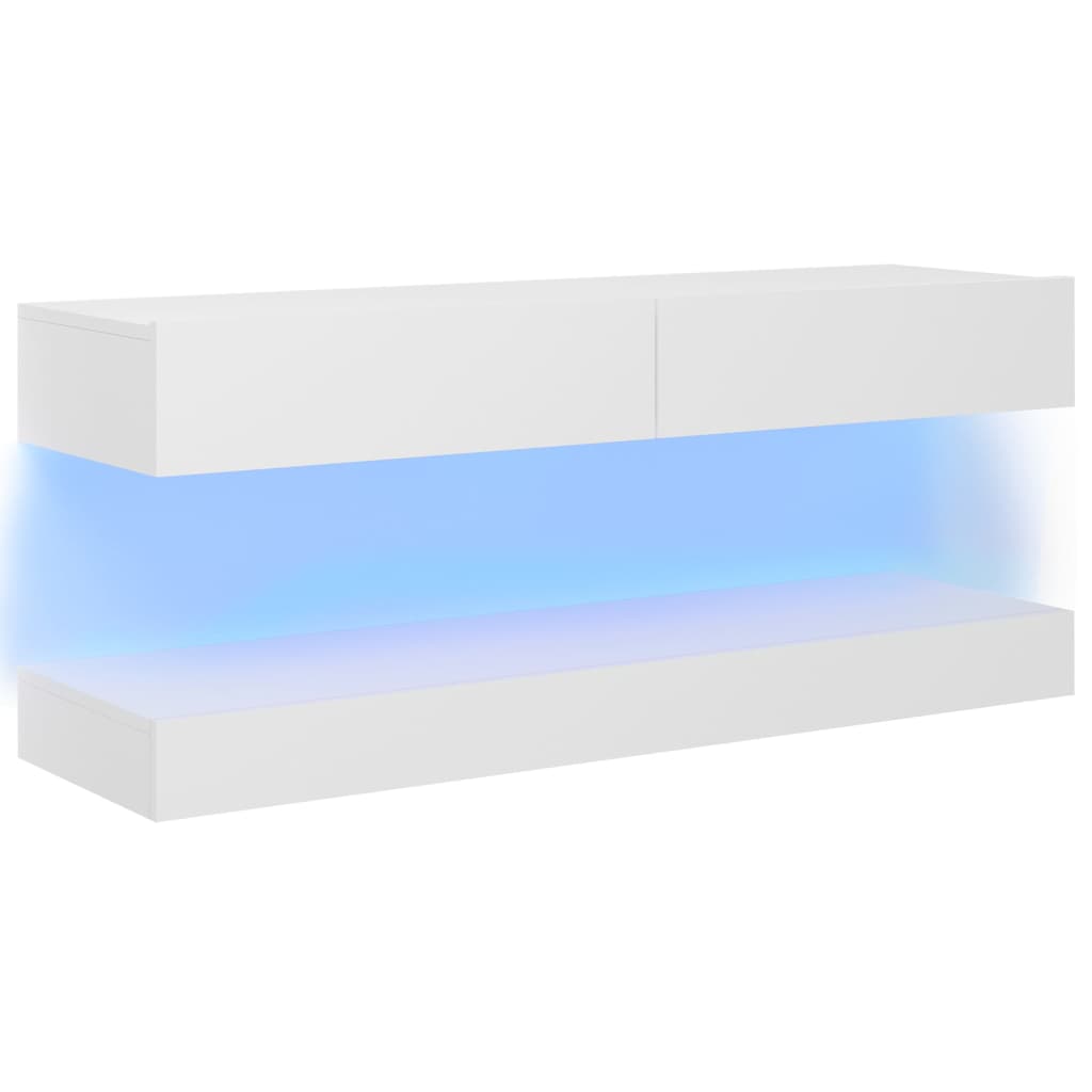 vidaXL Szafka pod TV z oświetleniem LED, biała, 120x35 cm