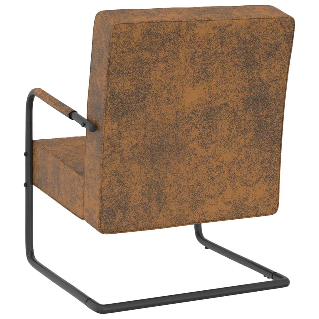 vidaXL Krzesło wspornikowe, brązowe, obite tkaniną