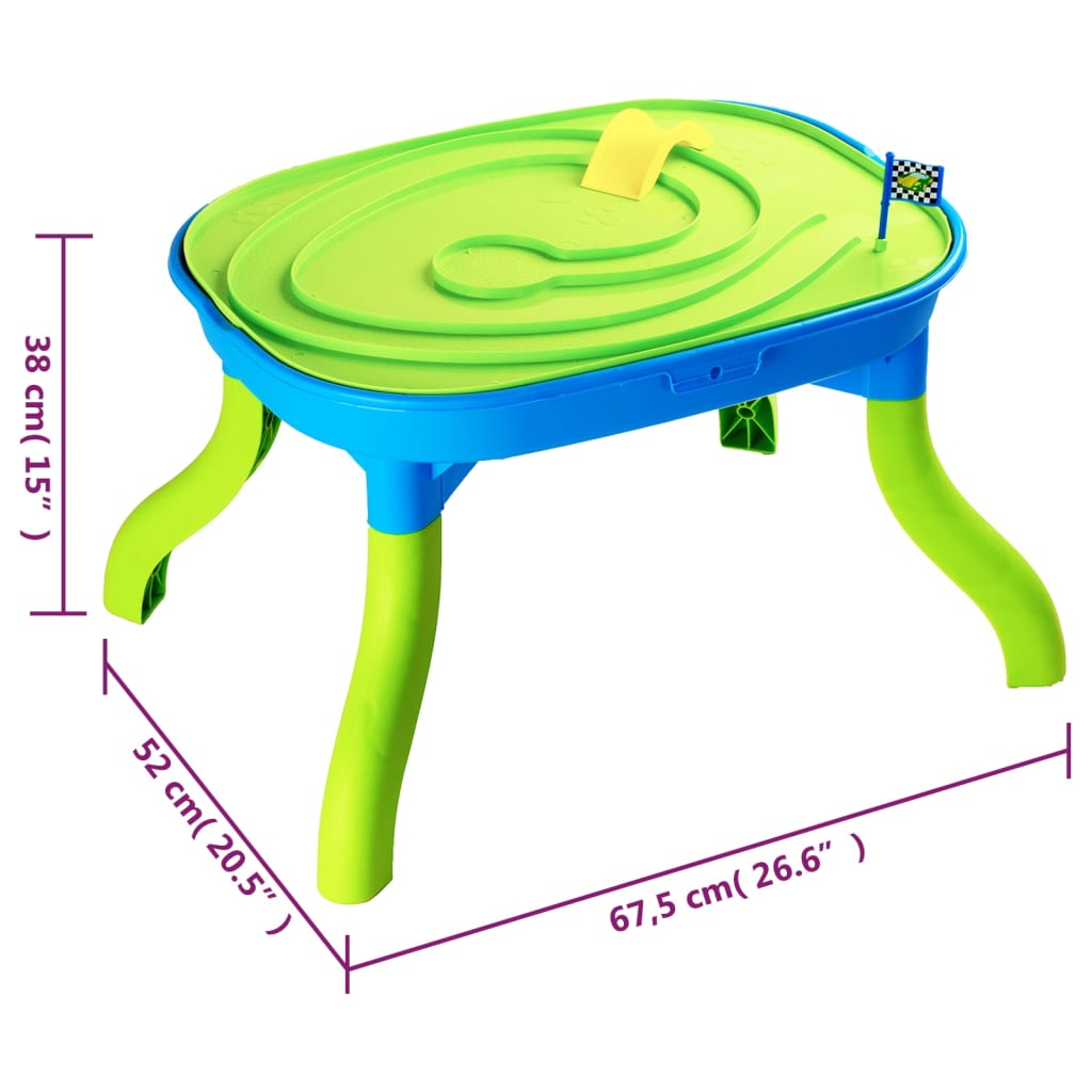 vidaXL Stół do zabawy z piaskiem i wodą 3-w-1, 67,5x52x38 cm, PP