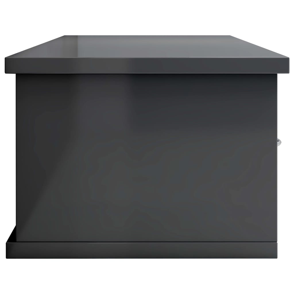 vidaXL Półka ścienna z szufladami, wysoki połysk, szara, 88x26x18,5 cm