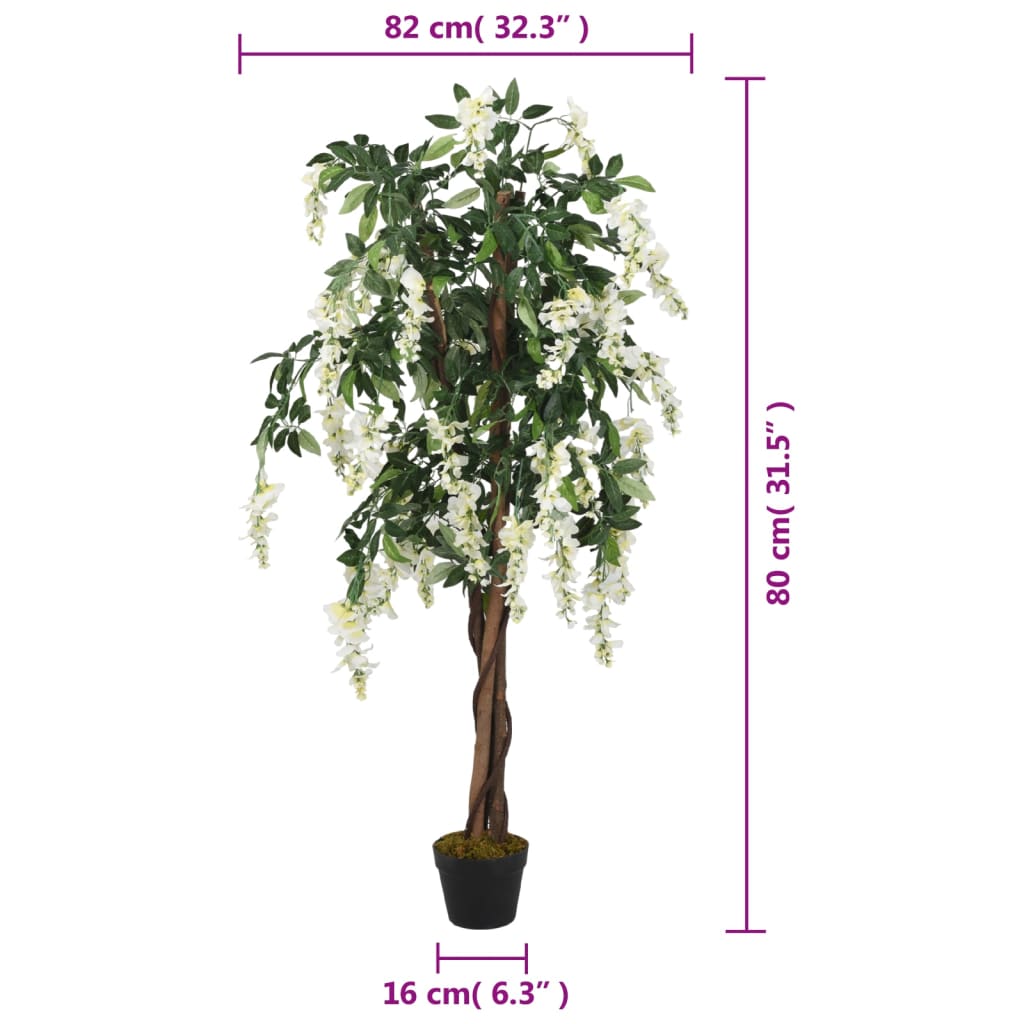 vidaXL Sztuczna wisteria, 560 liści, 80 cm, zielono-biała