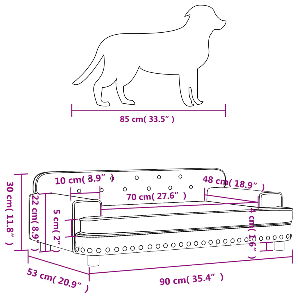 vidaXL Legowisko dla psa, brązowe, 90x53x30 cm, sztuczna skóra