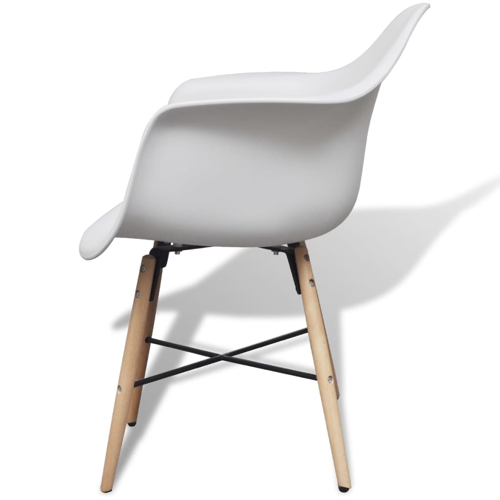 vidaXL Krzesła stołowe, 4 szt., biały plastik i drewno bukowe