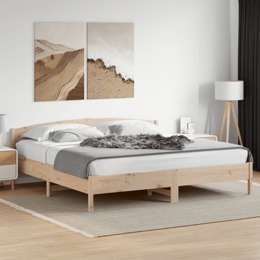 vidaXL Rama łóżka z zagłówkiem, 180x200 cm, sosnowa
