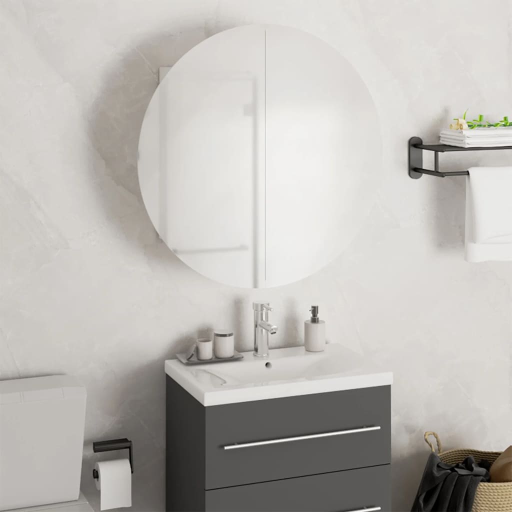 vidaXL Szafka łazienkowa z lustrem i LED, biała, 47x47x17,5 cm