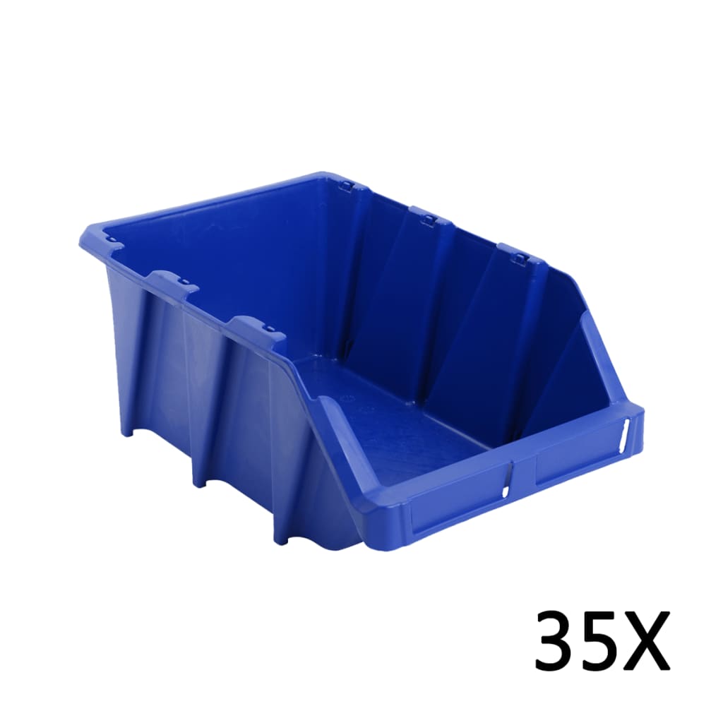vidaXL Pojemniki sztaplowane, 35 szt., 218 x 360 x 156 mm, niebieskie