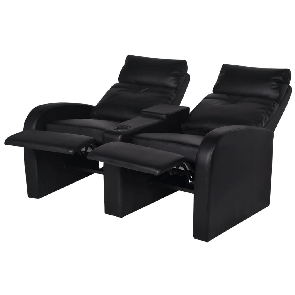 vidaXL Fotele kinowe dla 2 osób, sztuczna skóra, czarne