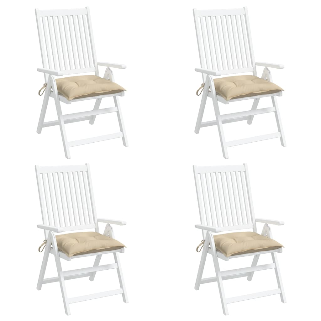 vidaXL Poduszki na krzesła, 4 szt., beżowe, 40x40x7 cm, tkanina